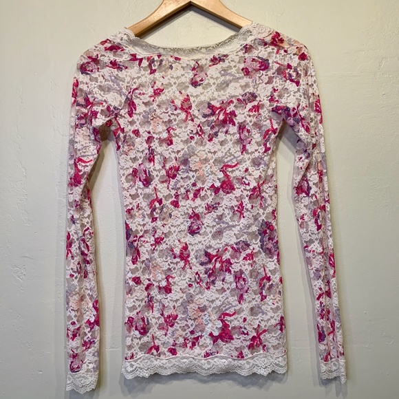 FP | Scandalous Y2K Coquette Scalloped Bodycon Floral Lace Sheer Second Skin Top - Picture 5 of 13